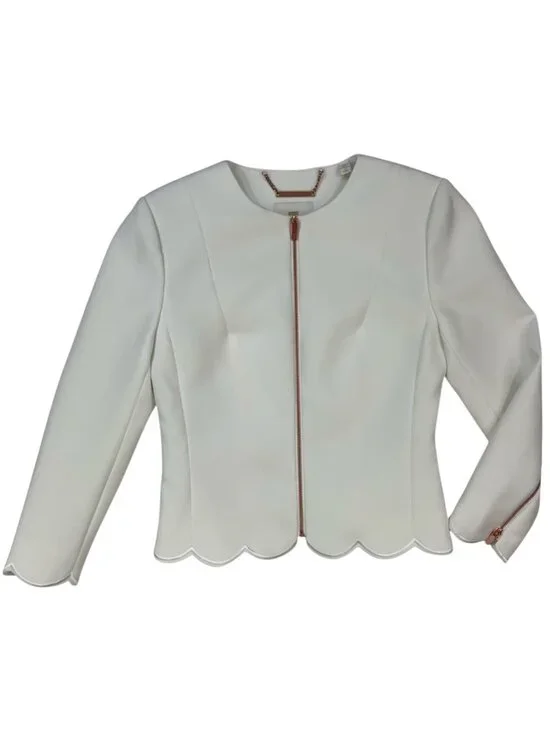 Ted Baker Heraly Scalloped Hem Cropped Jacket 0 Off White - Picture 15 of 16